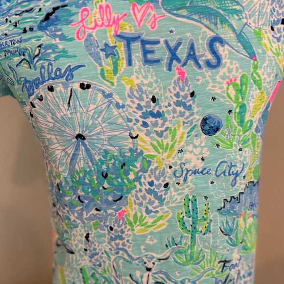 Lilly Pulitzer "Lilly Loves Texas" Etta v-neck top Ladies XXS - NWT - Picture 8 of 10